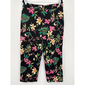 Rafaella Floral Capri Crop Pant Black Size 12